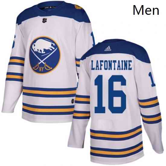 Mens Adidas Buffalo Sabres 16 Pat Lafontaine Authentic White 2018 Winter Classic NHL Jersey